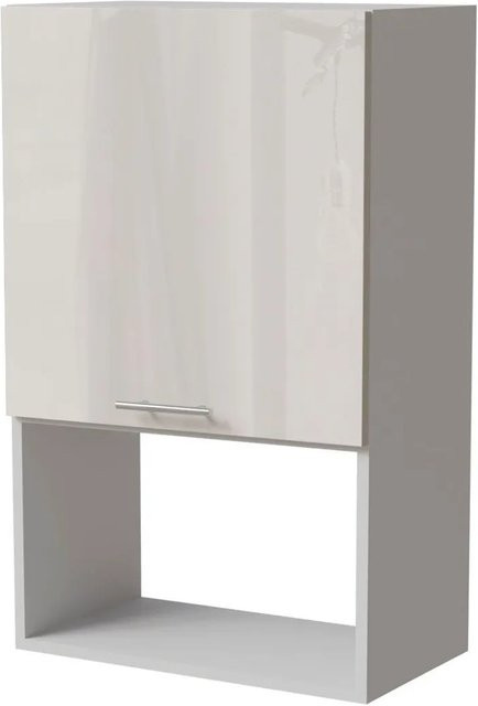 Feldmann-Wohnen Mikrowellenumbauschrank Brerra W4MK/60 in Weiß Cremefarben Hochglanz B/T/H: 60 x 32,5 x 96 cm - Bild 1