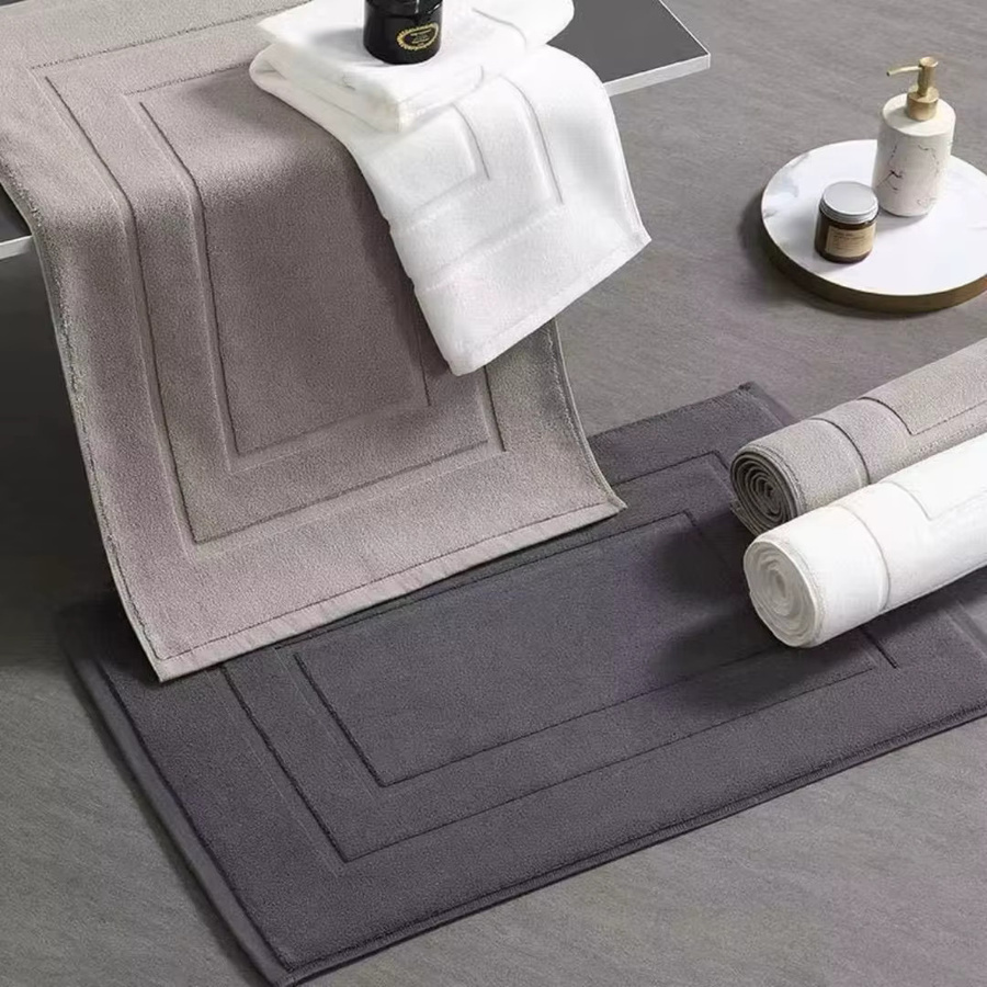 EGW Rutschfeste Badezimmer-Fußmatte aus 100% Baumwolle in Grau, Breite: 50 cm, Tiefe: 80 cm - Bild 3