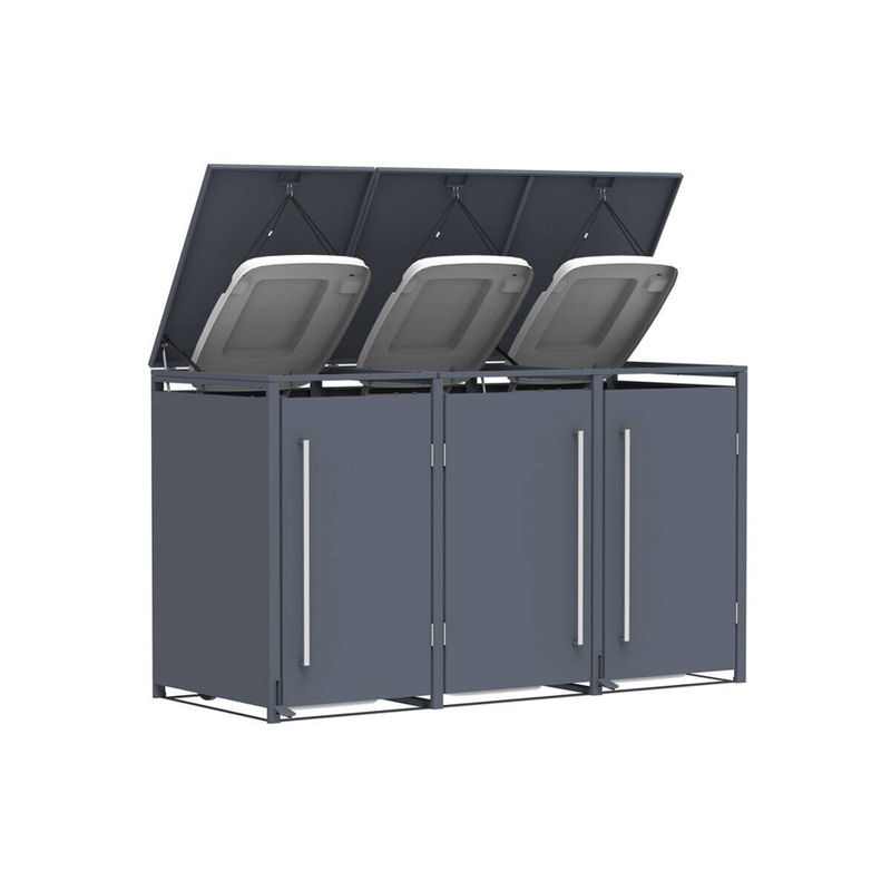 Westmann Mülltonnenbox Pedura 3 für 3x 240L mit Fußpedal Anthrazit B/H/T: 199 x 116 x 80 cm - Bild 3