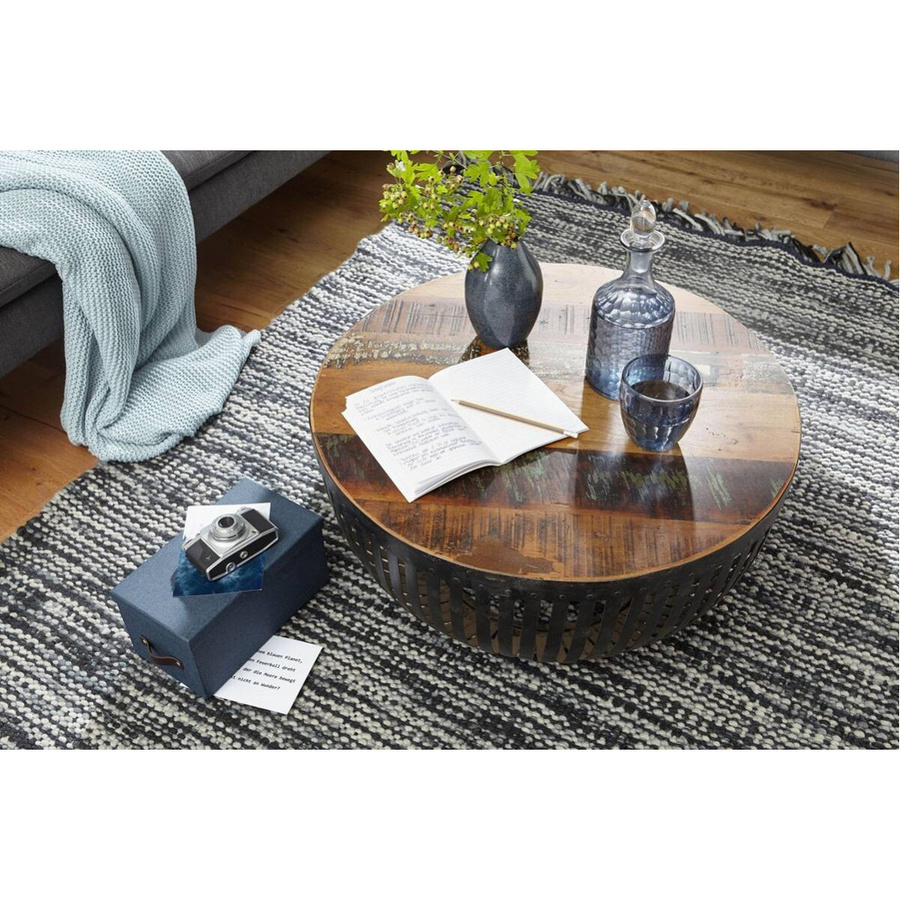 Couchtisch Wohnling Industrial Design aus Mango Holz und Metall in Braun und Schwarz, B/H/T: 70 x 33 x 70 cm - Bild 4