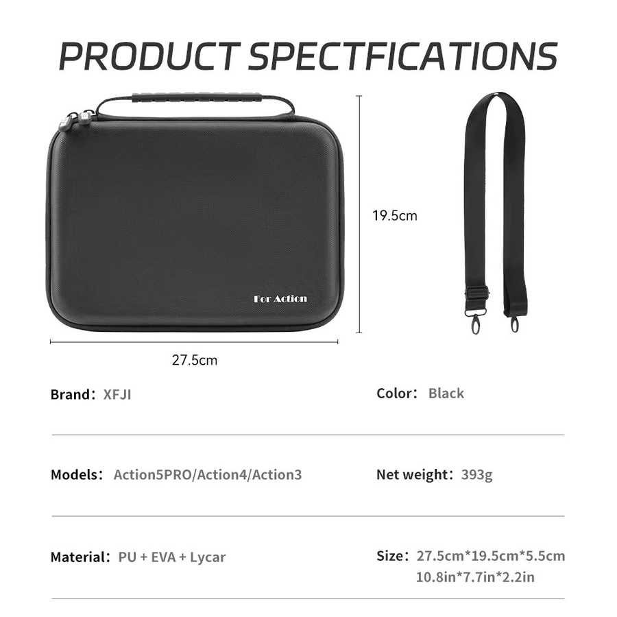 DJI Tragbare Aufbewahrungstasche in Schwarz für Osmo Action 5, PRO 4 und 3 mit wasserdichtem Schutz für Kamera, Akkus und Zubehör - Bild 5