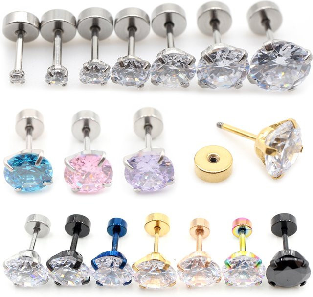Alisouy Ohrstecker, Edelstahl, Zirkon, Unisex - Bild 1