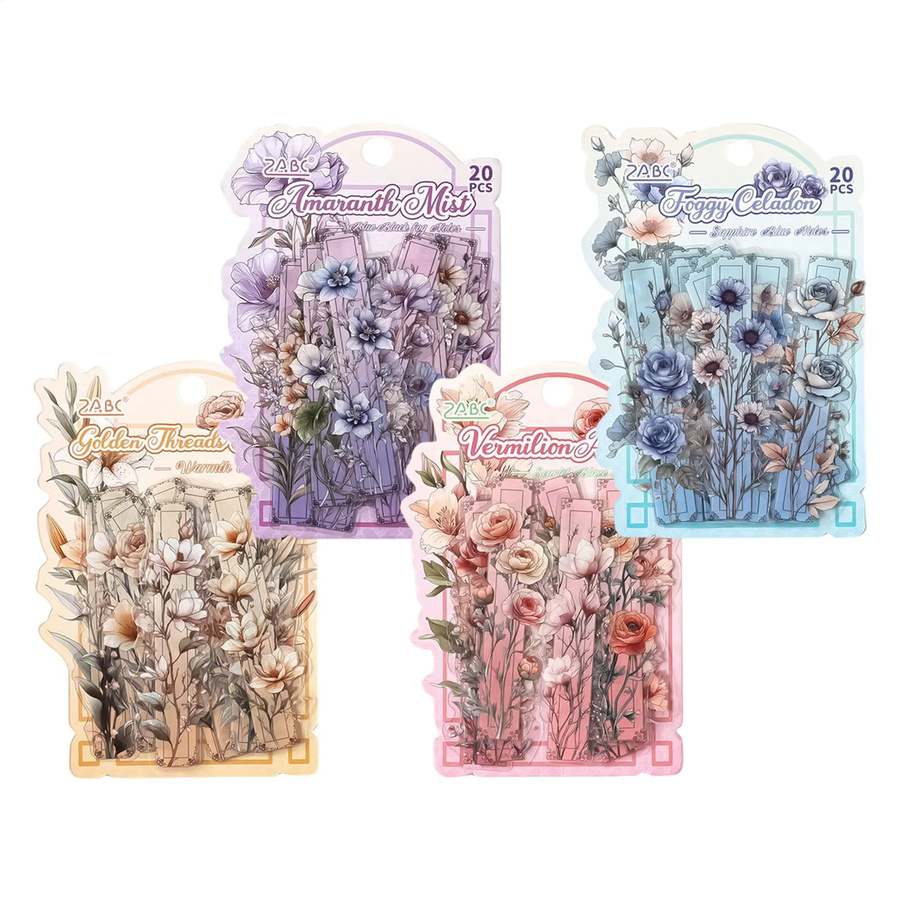 20 Stück Vintage-Blumen-Aufkleber Set in Multicolour für Scrapbooking, Journal und Planer - Bild 2