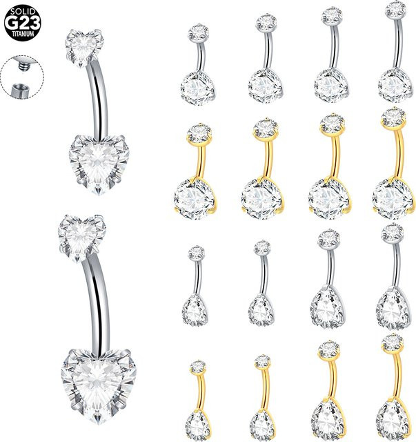 Xpircn Bauchnabelring Titan, Gold, Zirkonia, Damen - Bild 1
