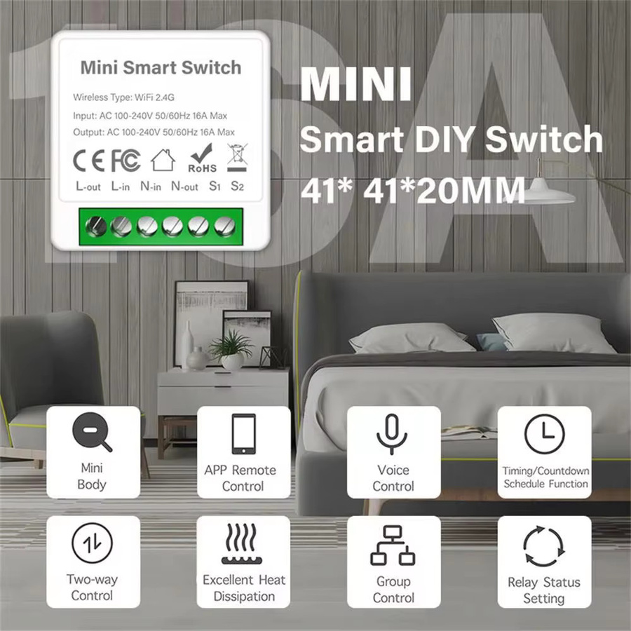 Shine-tale Smart Lichtschalter in Weiß mit ZigBee oder WLAN, DIY MINI Schalter für Smart Home Automation, unterstützt 2-Wege-Bedienung, kompatibel mit Tuya, Amazon Alexa und Google Assistant - Bild 5