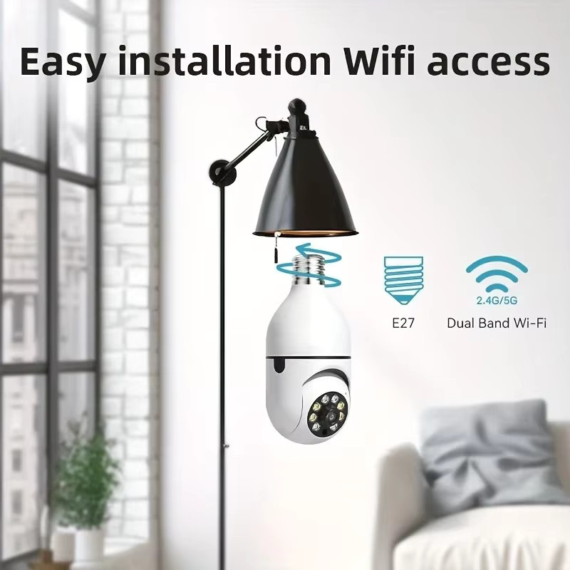 2er-Set Ease Life WiFi Überwachungskameras für den Außenbereich mit 360 Grad Rundumschutz, E27-Lichtfassung, 5 GHz WLAN und LED-Funktion in Weiß - Bild 2