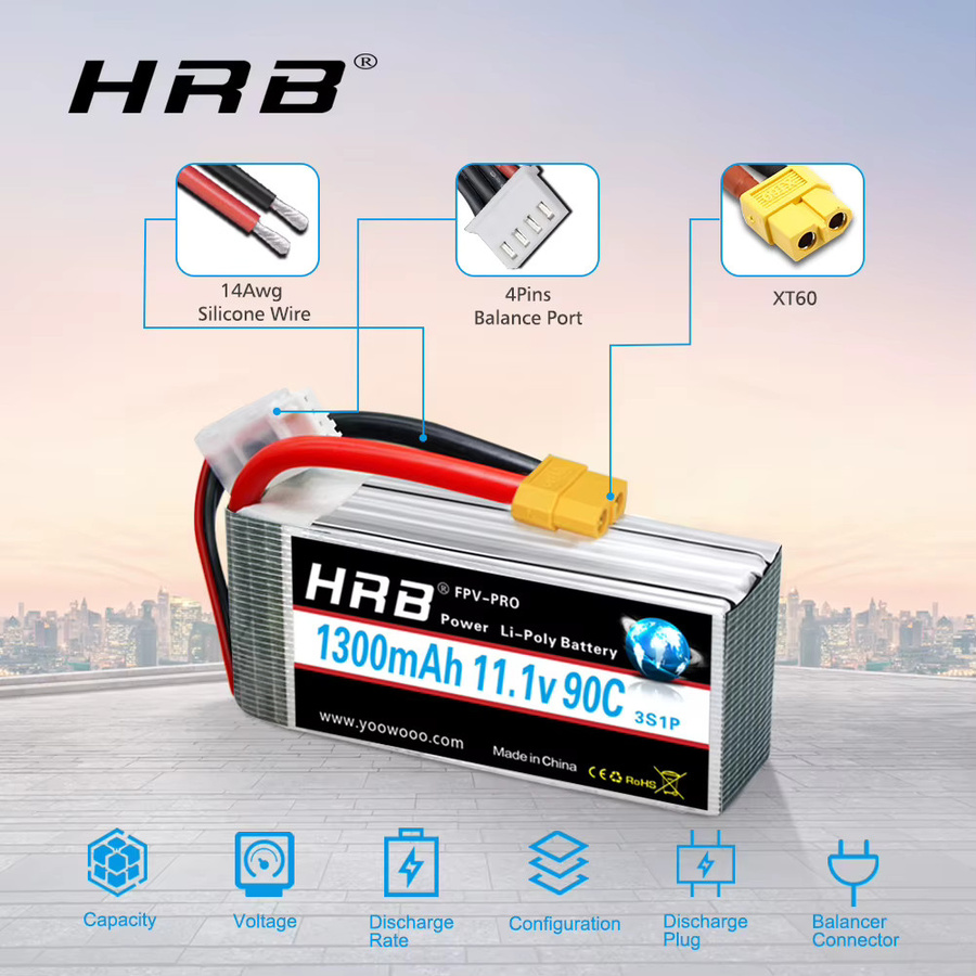 HRB Lipo Batterie, 2-teiliges Set, für Drohnen und Flugzeuge - Bild 2