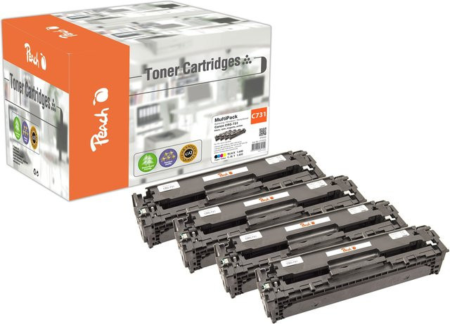 Peach Toner-Kartuschen-Set HP 731 A 4 Farben (Schwarz, Cyan, Magenta, Gelb) für Canon Color ImageClass LBP-7110 cw und Canon i-SENSYS LBP-7100 cn, wiederaufbereitet - Bild 1