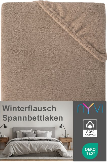 NYVI Spannbettlaken DreamScience Winterflausch in Nougat für Matratzen bis 22 cm Höhe, B/T: 140 x 200 cm oder 160 x 200 cm - Bild 1