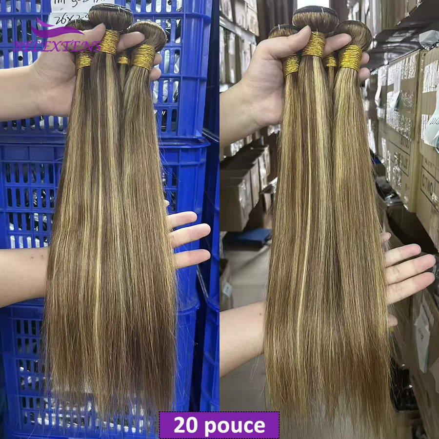 BELEXTENS Highlight Straight Bundles, Brasilianisches Echthaar, Ombre Honigblonde - Bild 2