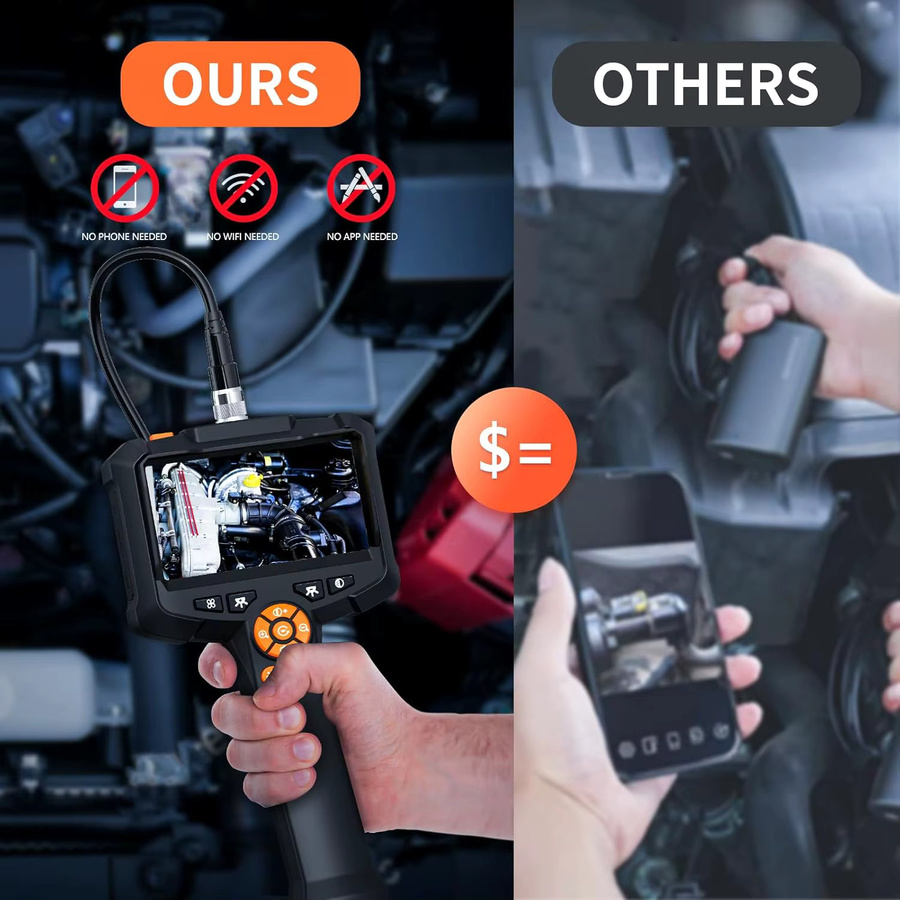 INSKAM Digitale Hand-Endoskopkamera mit 4,3-Zoll-LCD und 1080P Auflösung, halbstarres Schlangenkabel für Autoreparaturen, Schwarz - Bild 3