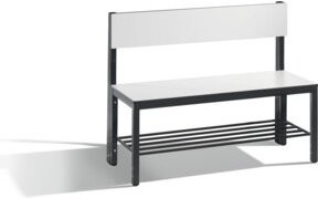 C+P Sitzbank Basic Plus mit Rückenlehne und Schuhrost, Farbe Schwarzgrau und Weiß, H: 79,6 cm, B: 100 cm, T: 40,7 cm - Bild 1