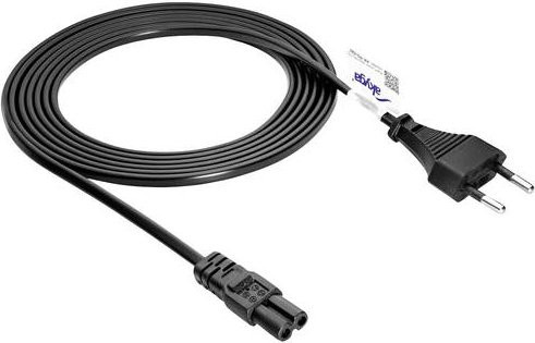 Akyga Strom Anschlusskabel mit Euro-Stecker und C7-Kleingeräte-Buchse, 3m, Schwarz - Bild 1