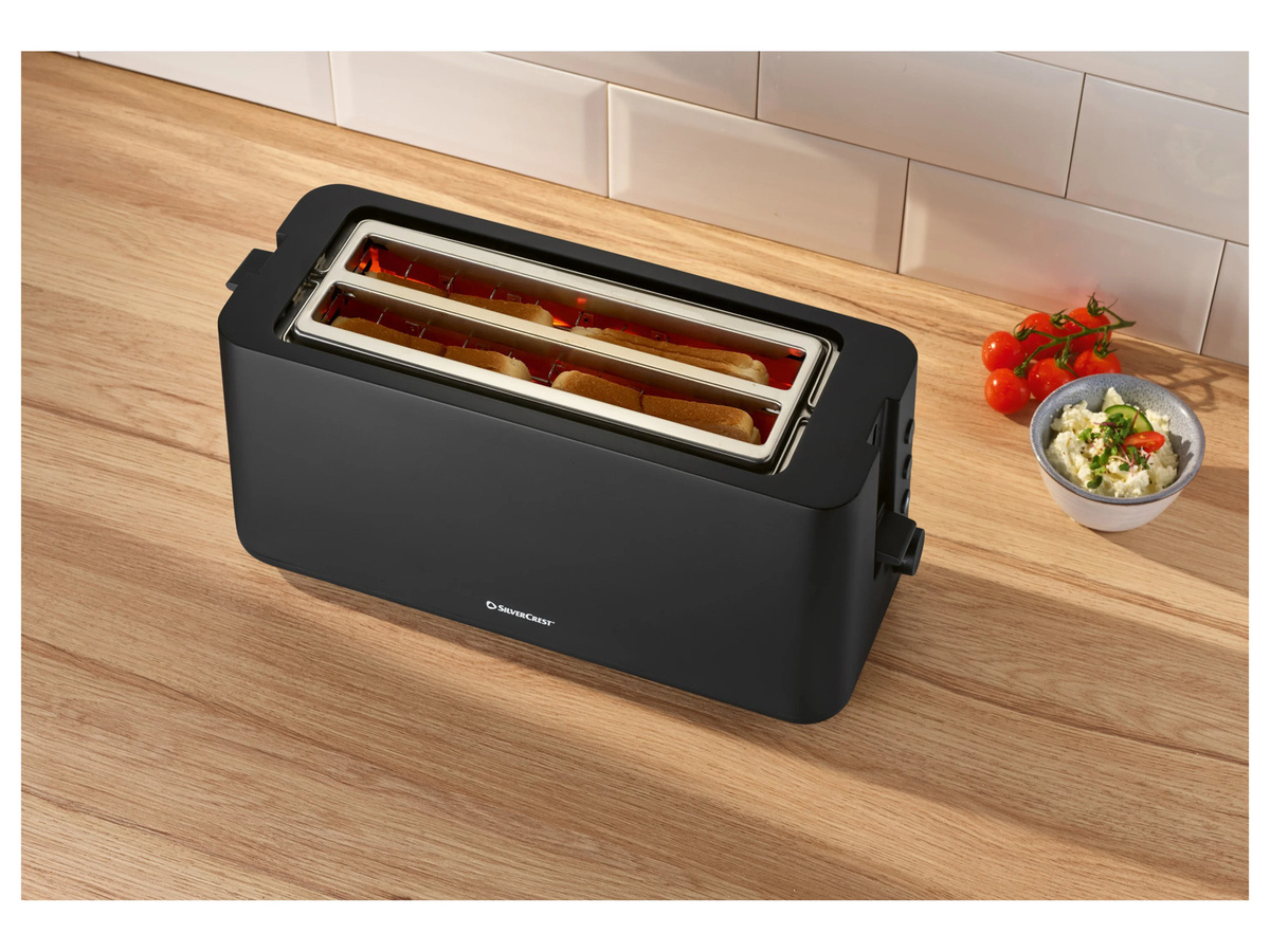 SILVERCREST® Doppellangschlitz-Toaster in Schwarz mit Auto-Shutoff und Edelstahl-Design - Bild 2