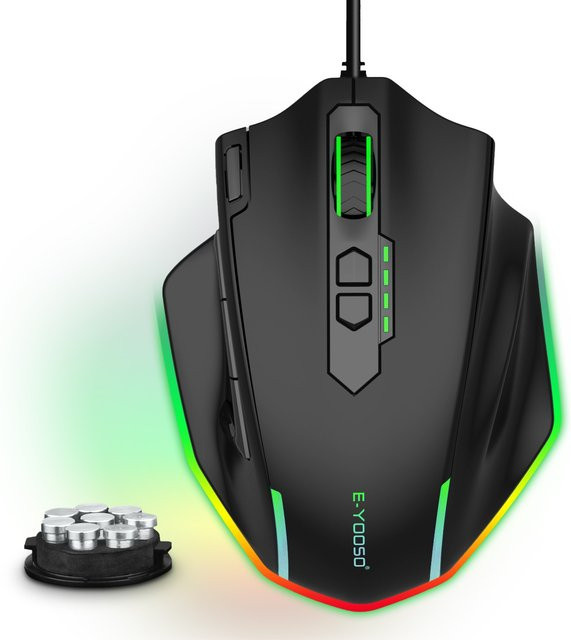 E-YOOSO X-41 Gaming-Maus mit RGB-Beleuchtung, 12400 DPI, 11 programmierbare Tasten und einstellbarem Gewicht in Schwarz - Bild 1