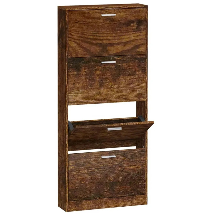 vidaXL Schuhschrank Räuchereiche Modern Wandmontage B/T/H: 59 x 17 x 150 cm - Bild 2