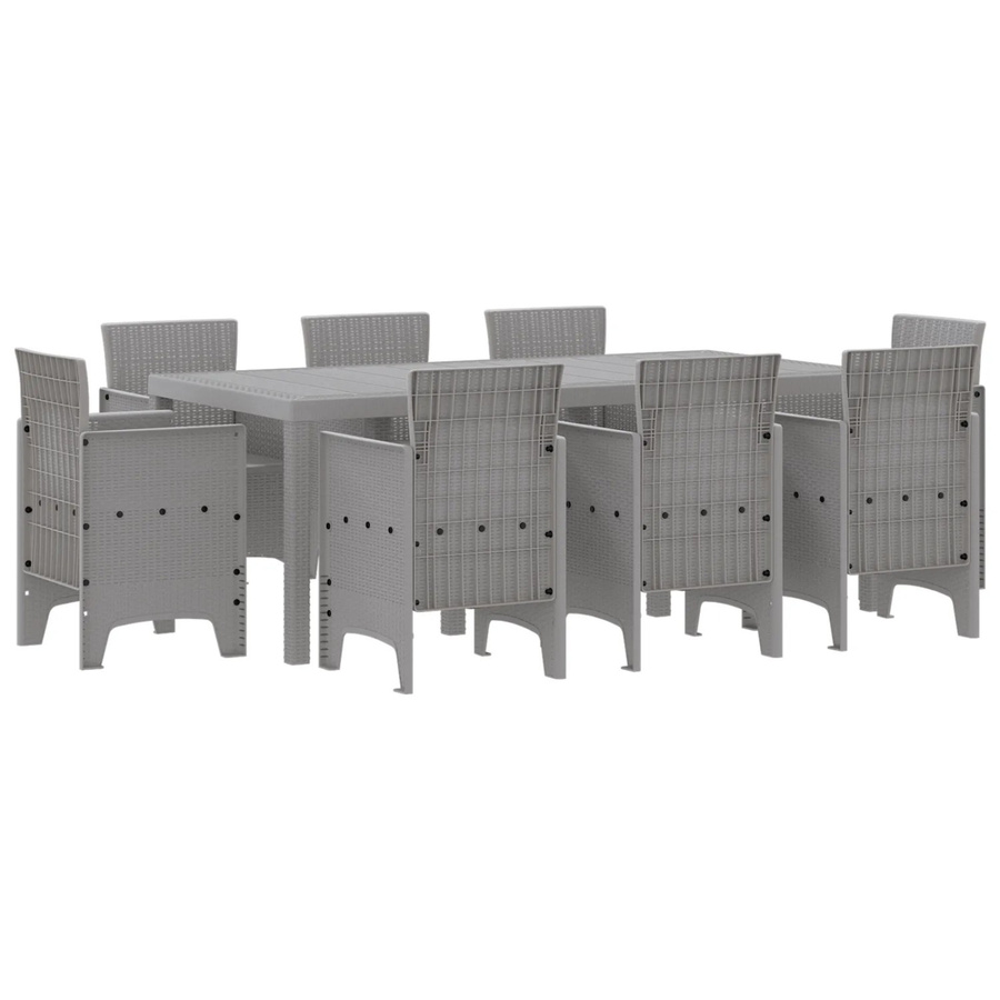 vidaXL 9-teilige Garten-Essgruppe aus Poly-Rattan in Grau - Bild 2