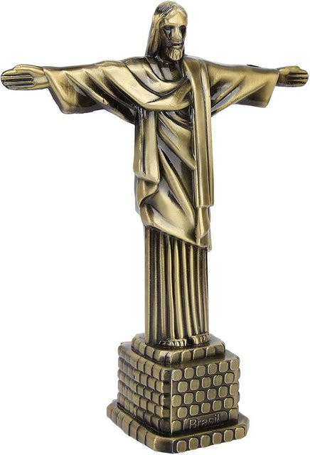 GoolRC Christusstatue Brasilien Modell als Desktop-Deko in Braun und Gold aus Metall, Höhe: 18,5 cm - Bild 1