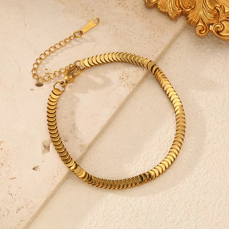 EILIECK Schmuckset, Schlangenkette und Armband, Edelstahl, goldene Metallstruktur, Damen - Bild 4