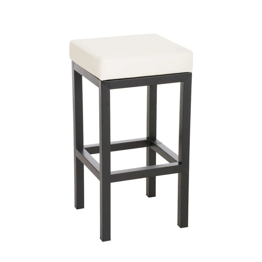 DELUKE Barhocker KIEL Tresenhocker aus Kunstleder und Stahl in Creme ohne Lehne, Höhe: 80 cm - Bild 2