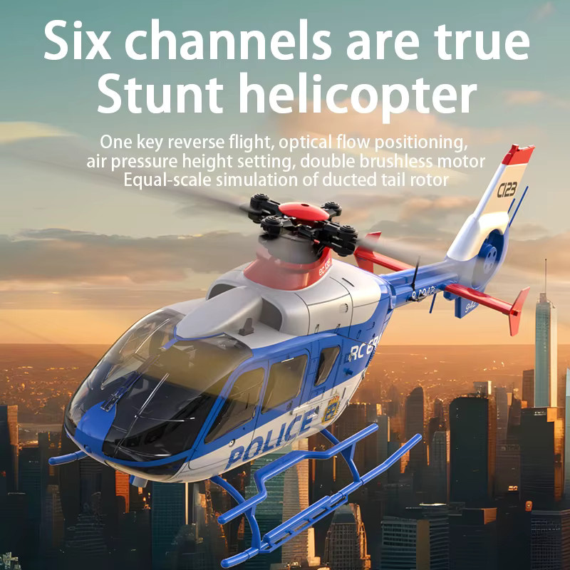 JIKEFUN C123 6CH RC Helikopter EC135, Modell, Blau - Bild 1
