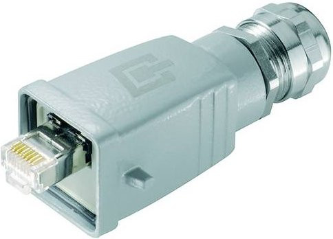 Telegärtner RJ45 Sensor- und Aktor-Steckverbinder für Ethernet/LAN, Grau, Aluminium - Bild 1