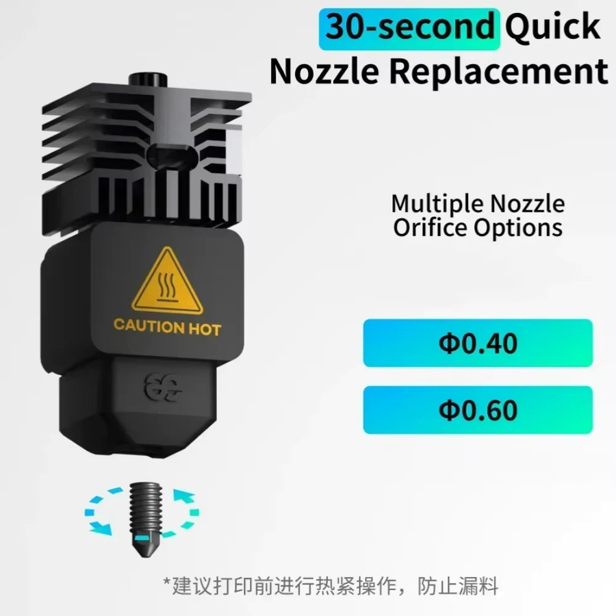 Phaetus Conch Hotend-Set mit Endcoat-Düsen 0,4 mm und 0,6 mm in Schwarz für Bambulab H2D H2S A1 A1mini FDM-Drucker - Bild 3