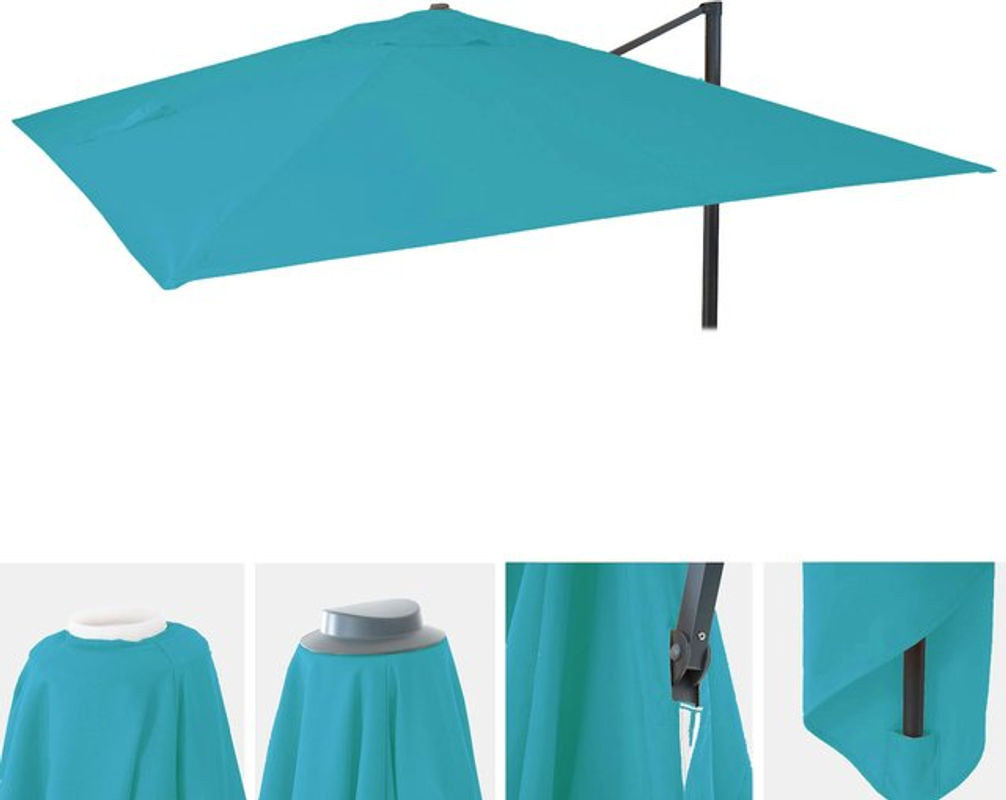 Ersatzbezug für Luxus-Ampelschirm MCW-A96 in Türkis, rechteckiger Sonnenschirmbezug aus Polyester, Maße: 3 x 4 m (Ø 5 m) - Bild 1