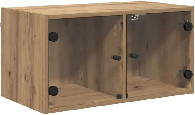 vidaXL Wandschränke im Set aus 2 Stück, Artisan-Eiche, modern mit Glastüren, B/H/T: 68 x 37 x 35 cm - Bild 1