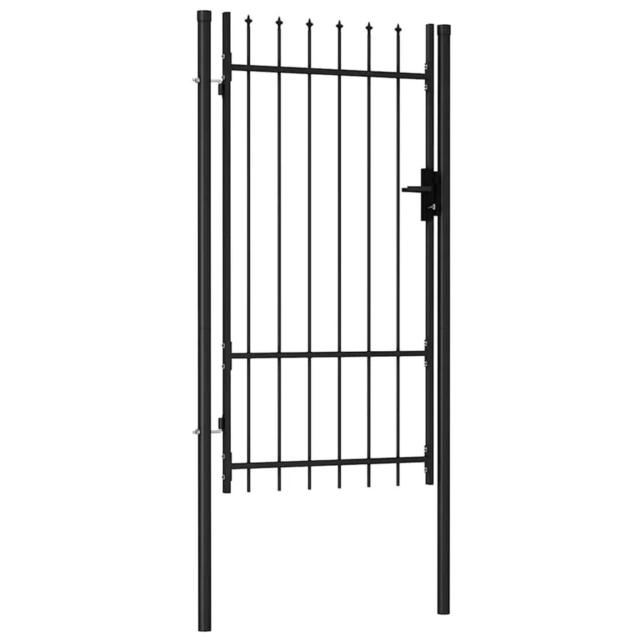 vidaXL Zauntor Einzelflügel aus Stahl mit Speerspitzen, Schwarz, B: 1 m, H: 1,75 m - Bild 2