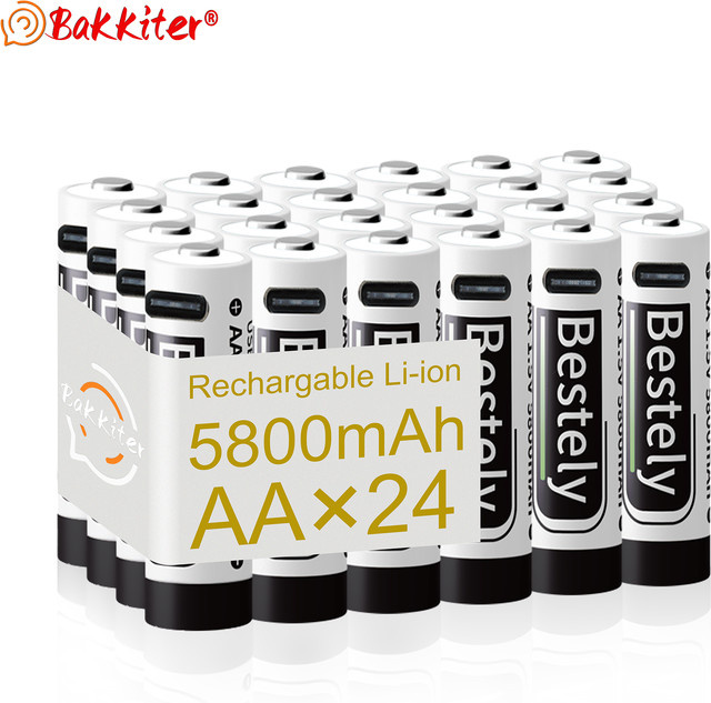 BaKKiter AA Li-Ionen Akku 1,5V mit 5800mAh und USB-C Anschluss, weiß - Bild 1