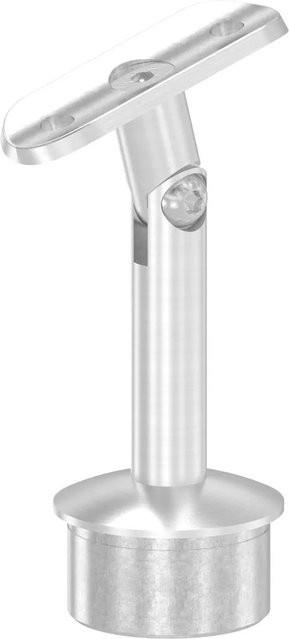 FeNau Handlaufstütze aus Edelstahl mit Gelenk und Halteplatte für Ø 42,4 mm Rohr, Farbe: Silber - Bild 1