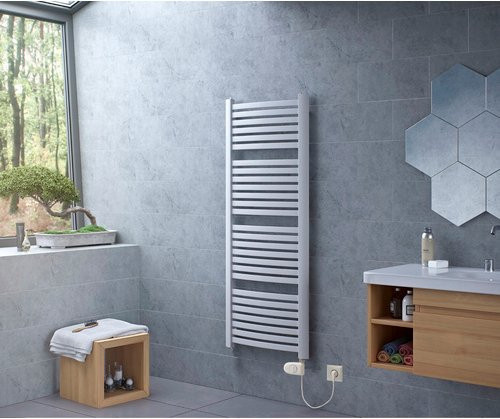 XIMAX Handtuchwärmer K4 elektrisch Typ 3 in Weiss, Wandmontage aus Stahl, B/H/T: 58,0 x 76,5 x 14,3 cm - Bild 1
