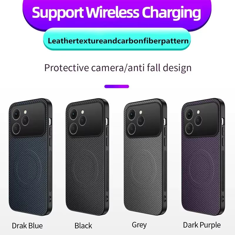 Magnetische MagSafe Schutzhülle mit Kevlar-Streifen für Tecno Spark 40 10 4G und Infinix Hot 60 / 60i in Schwarz - Bild 3