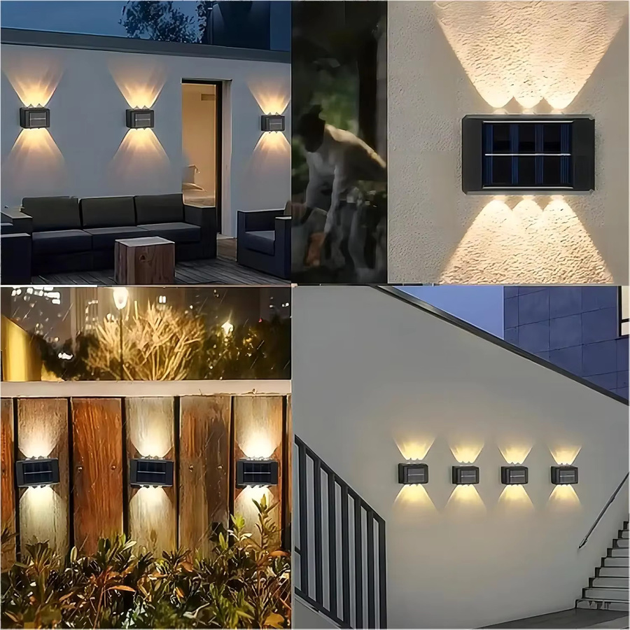 Heinast LED-Solarleuchte für den Außenbereich in Schwarz mit warmweißem Licht, wasserdichte Solar-Wandleuchte für Garten und Zaun, Up-and-Down-Beleuchtung, rechteckiges Design - Bild 3
