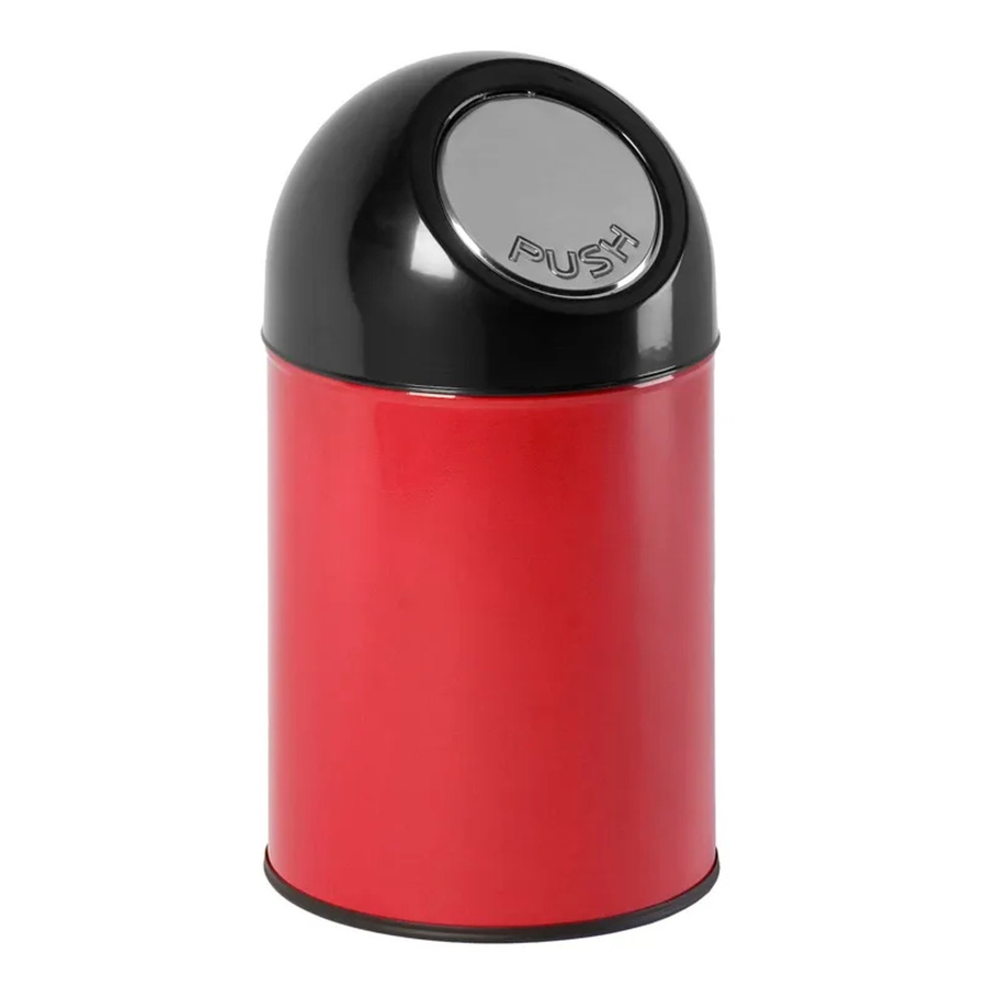PROREGAL Klassischer Abfallbehälter mit Pushdeckel und Inneneimer, Rot, H x B x T: 56 x 31 x 31 cm - Bild 2