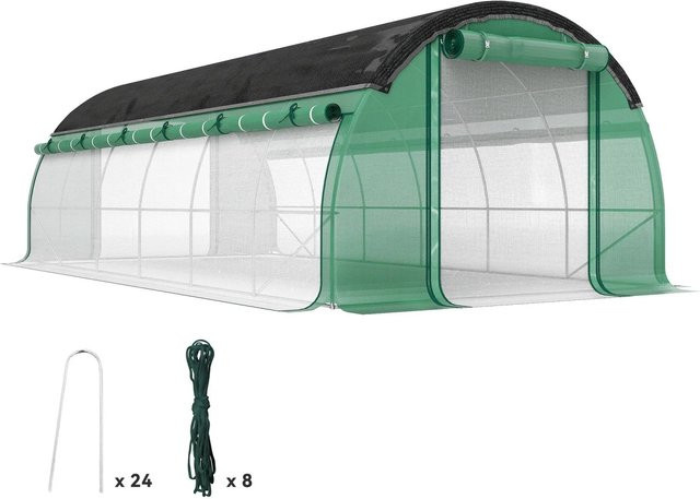 Outsunny Gewächshaus mit 12 Fenstern und Erdankern in Grün, B/T/H: 6 x 3 x 2 m - Bild 1