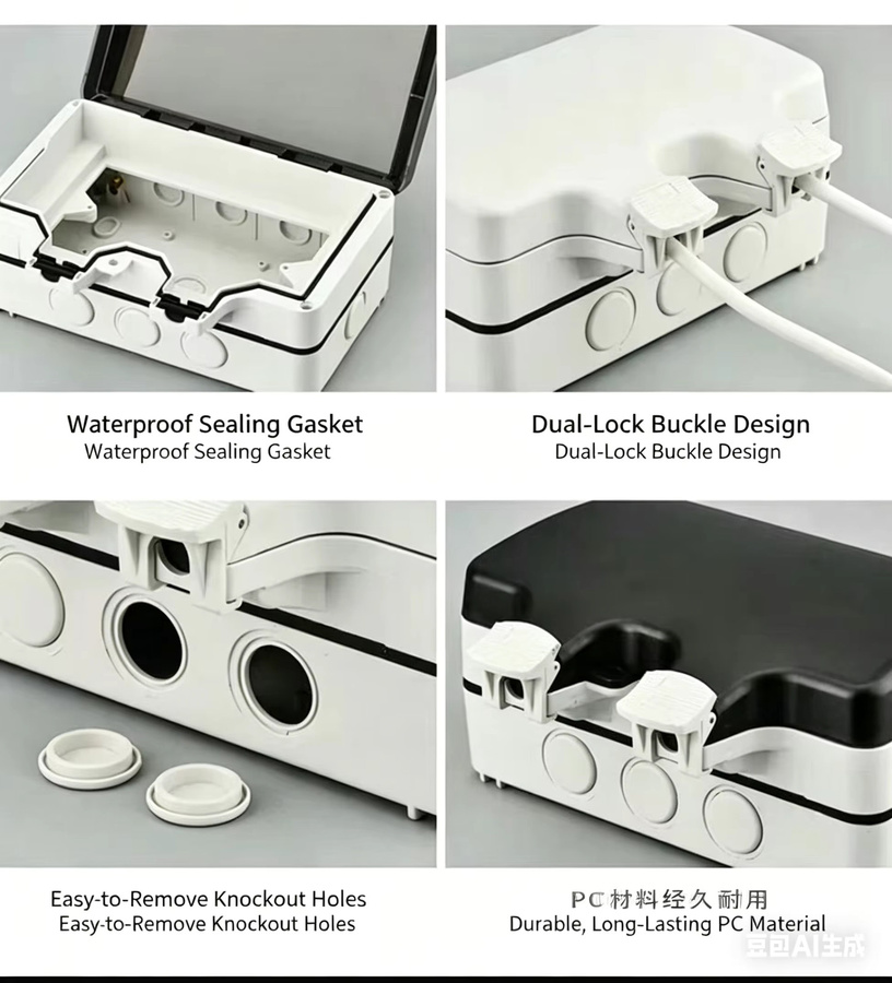 Wasserdichte Outdoor-Box IP66 für Steckdosen und Schalter in Weiß, Wandmontage, B/T/H: 11,8 x 11,7 x 4,5 cm - Bild 3
