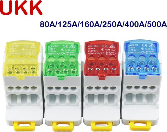 Elektrischer Kabelverbinder Anschlussklemme UKK80A UKK125A UKK160A DIN-Schienen-Verteiler mit 1 Eingang und mehreren Ausgängen in Blau und Gelb - Bild 1