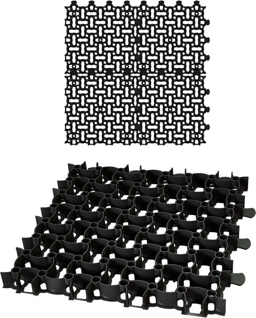 BigDean Rasengitter Paddockplatten aus Kunststoff in Schwarz, 4 Stück, B/T/H: 50 x 50 x 4 cm - Bild 1
