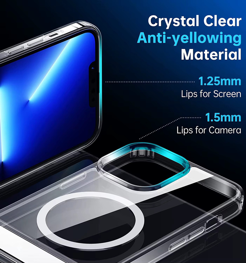 UYUXIO Magnetische Handyhülle mit Ständer für iPhone 17 16 15 14 13 12 11 Pro Max Plus, Transparent - Bild 3