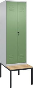 C+P PSA Doppel-Spind Classic PLUS Sitzbank mit 2 Abteilen, Buche-Hartholz, B/T/H: 212,0 x 60,0 x 81,5 cm - Bild 1
