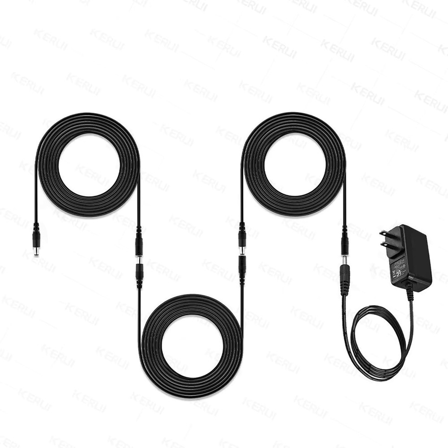 KERUI DC Power Verlängerungskabel mit 5,5mm x 2,1mm Barrel Plug Adapter, Schwarz - Bild 3