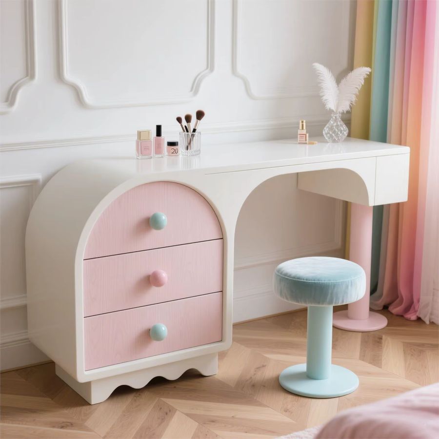 DUTRIEUX Schminktisch im Nordic Design in Rosa, B/T/H: 100 x 40 x 85 cm - Bild 1