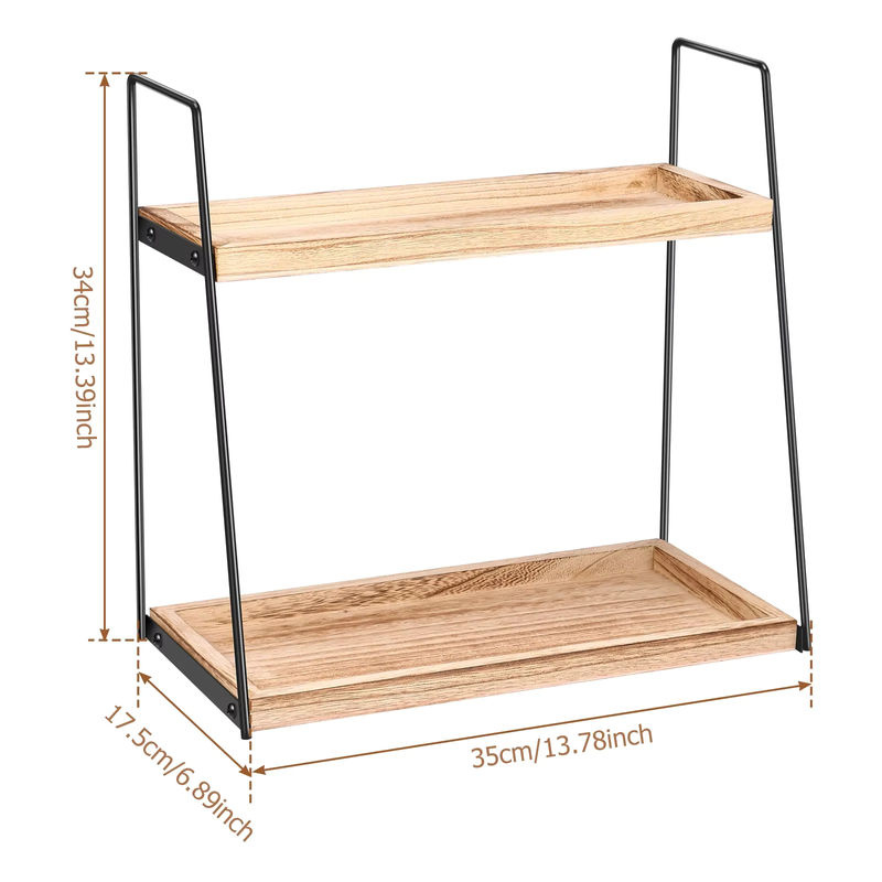 Willstar Badezimmer-Organizer aus Holz, 2-stöckiges Aufbewahrungsregal für Waschtisch und Kosmetik, Braun - Bild 5