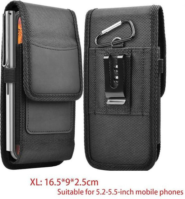 Happy6 Universal Oxford Nylon Handyhülle mit Gürtelclip für 3,5 bis 6,3 Zoll Smartphones, Grau - Bild 1