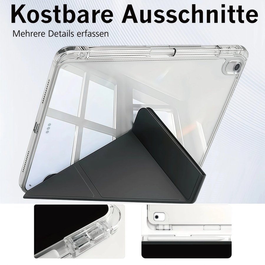 QIJUN Faltbare Tablet-Hülle für iPad 10,2 Zoll (7., 8. und 9. Generation), Transparent mit Pink, Magnetischer Ständer und Acryl-Rückseite - Bild 4