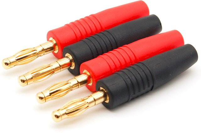 ZSDZFYLLK 4er-Set vergoldete Bananenstecker aus Vollkupfer für Musiklautsprecher, 4 mm, Schwarz und Rot - Bild 1