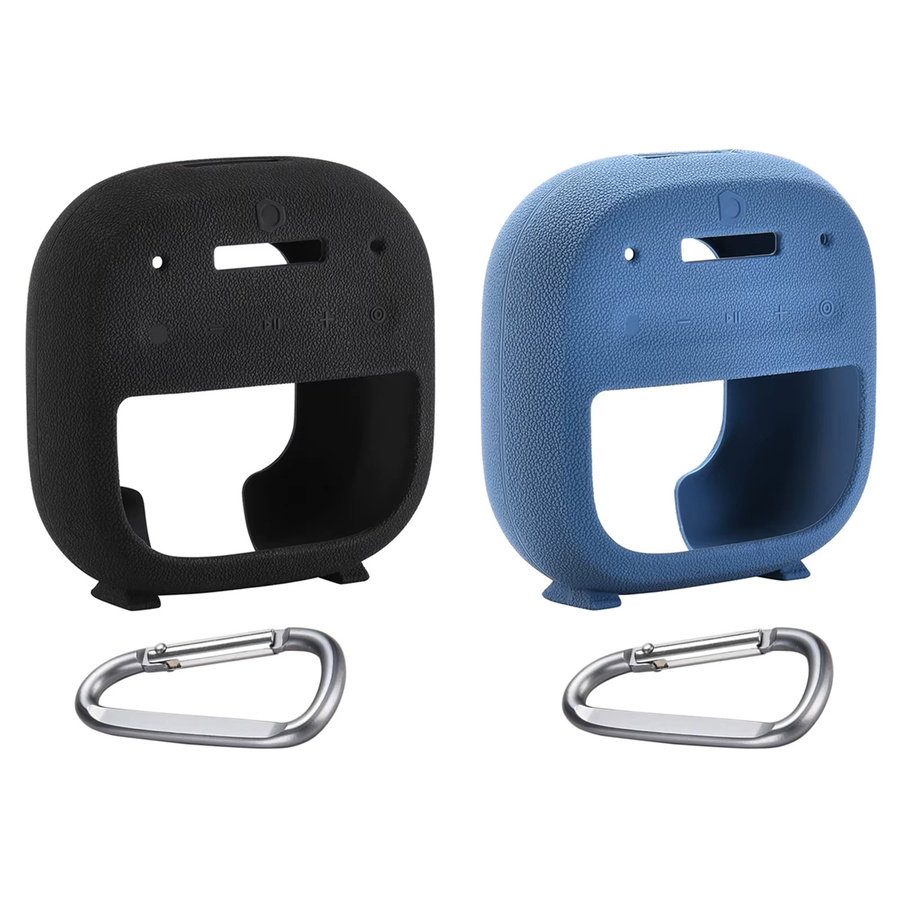 Silikon Lautsprecherhülle mit Karabiner für Bose SoundLink Micro 2 Bluetooth in Black und Blue - Bild 1