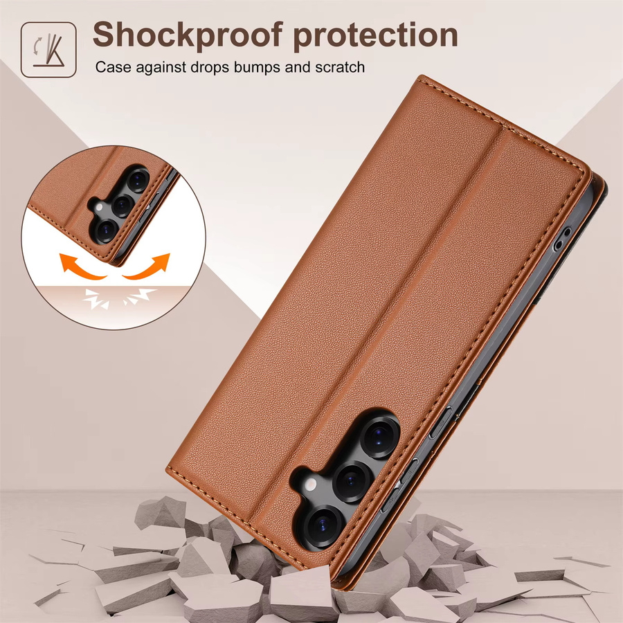 Magnetische Leder Brieftasche als Flip Case für Samsung Galaxy A56 A36 A26 A16 A17 A06 A55 A35 A25 A54 A34 A15 5G A14 A07 A71 A53 in Braun - Bild 6